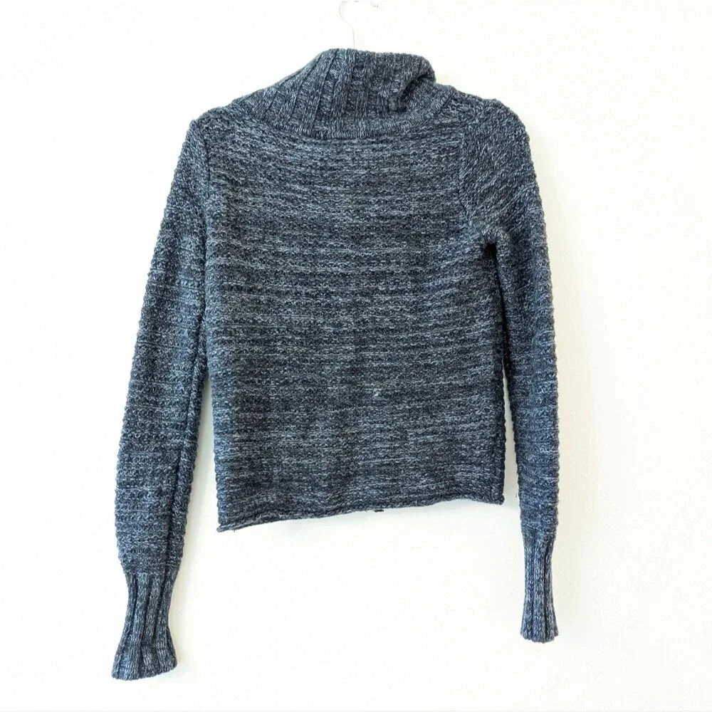 Athleta Merino Extra Fine Wool Full Zip Turtle Neck Moto Sweater